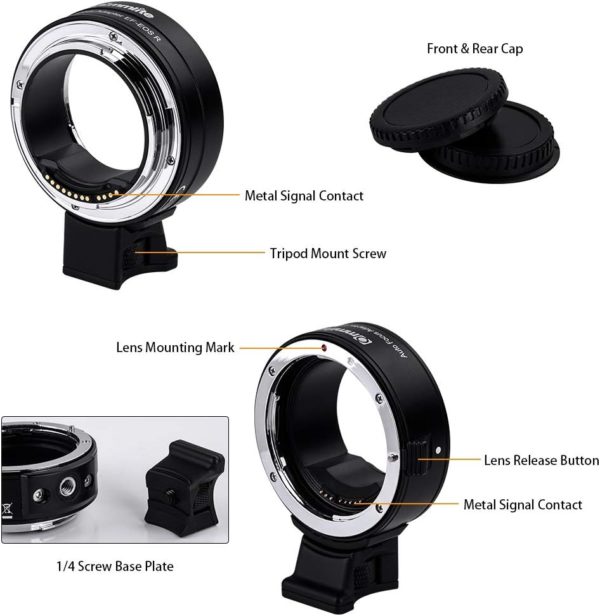 Commlite Electronic Autofocus Lens Mount Adapter for Canon EF or EF-S-Mount Lens to Canon RF-Mount Camera - Image 5